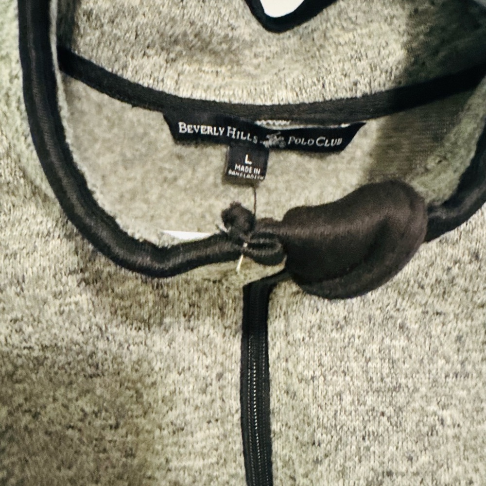 Beverly Hills Polo Club Men Grey Sweater Fleece Quarter Zip Jacket Size L❤️ - Picture 3 of 7